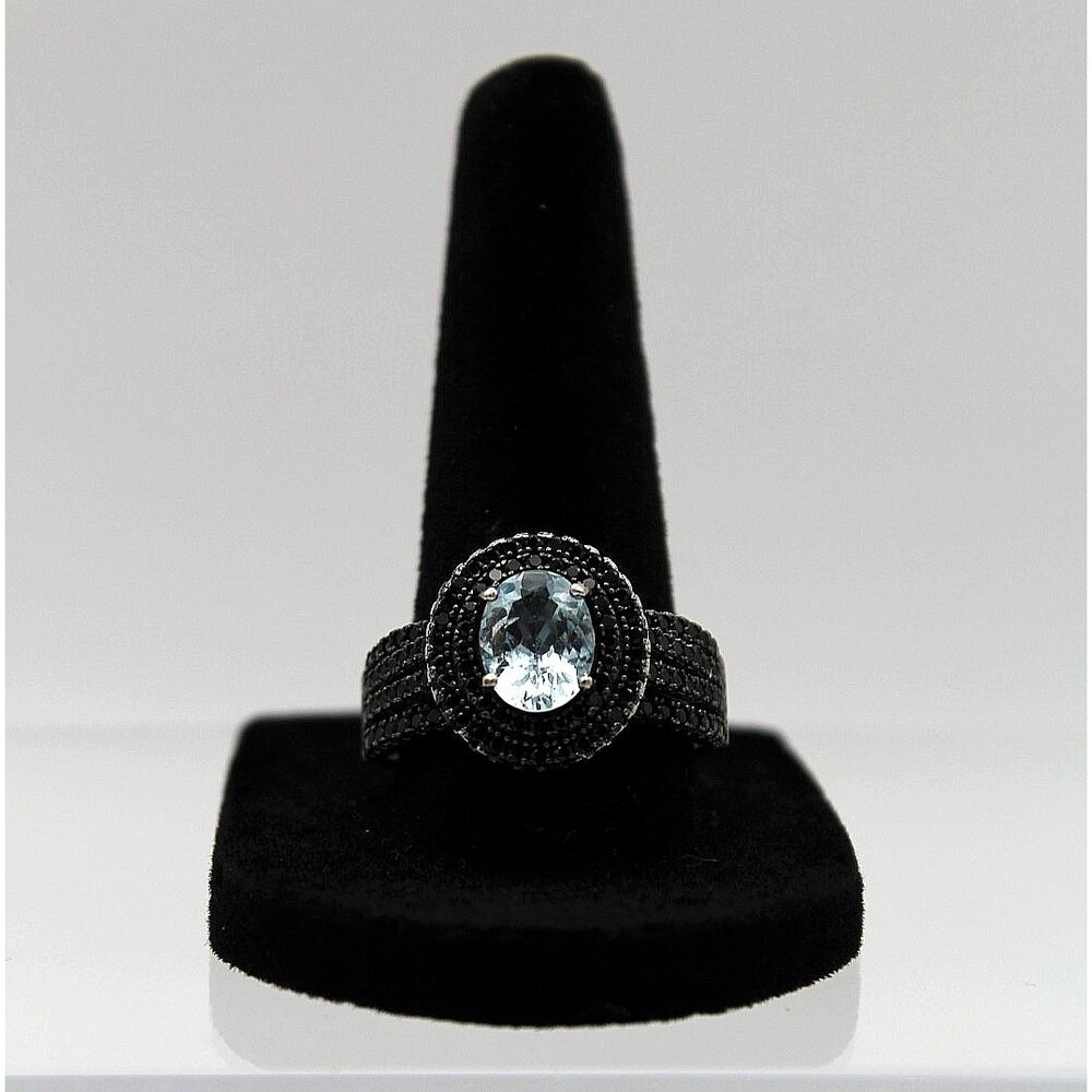 925 Sterling Silver 2ct Faceted Topaz Solitaire Statement Ring Size 10